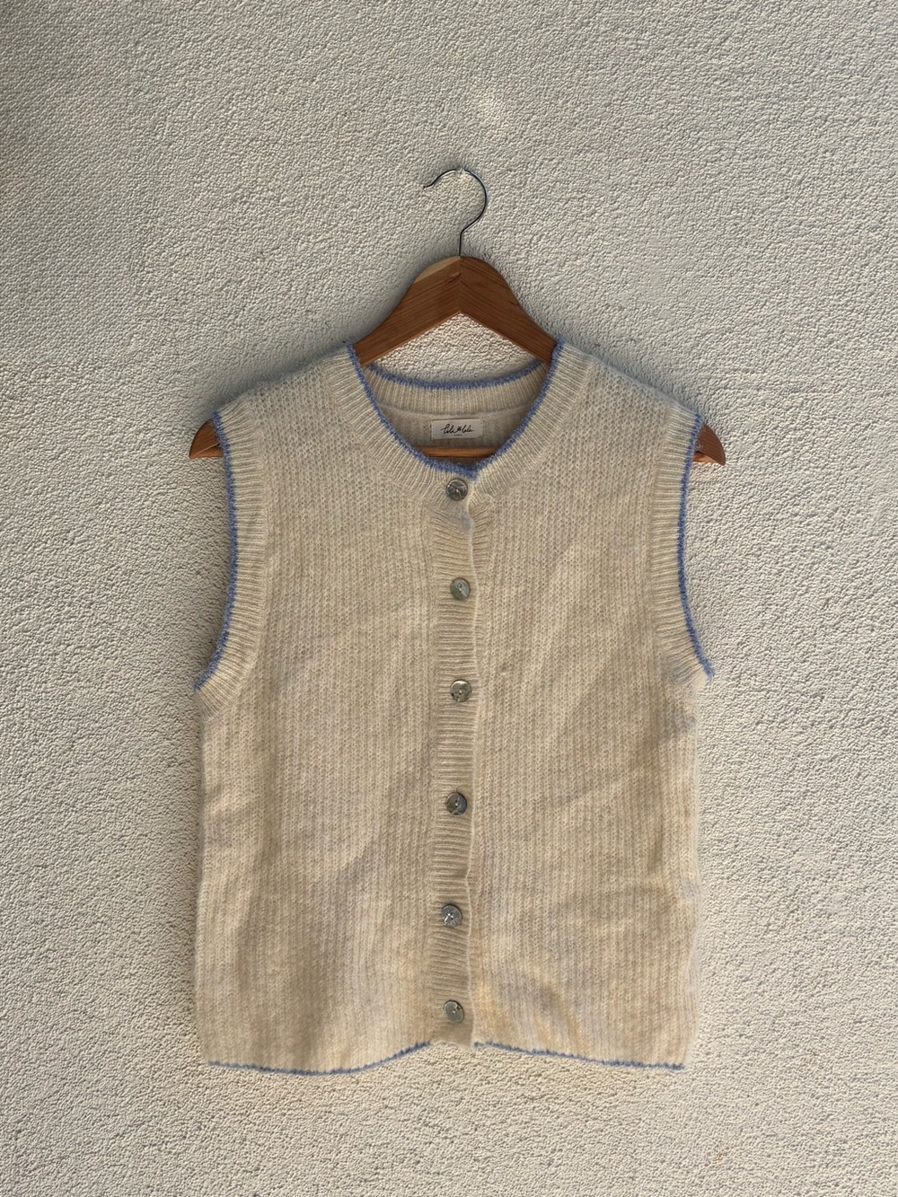 Lili Lola Cream Knit Button-Up Sweater Vest